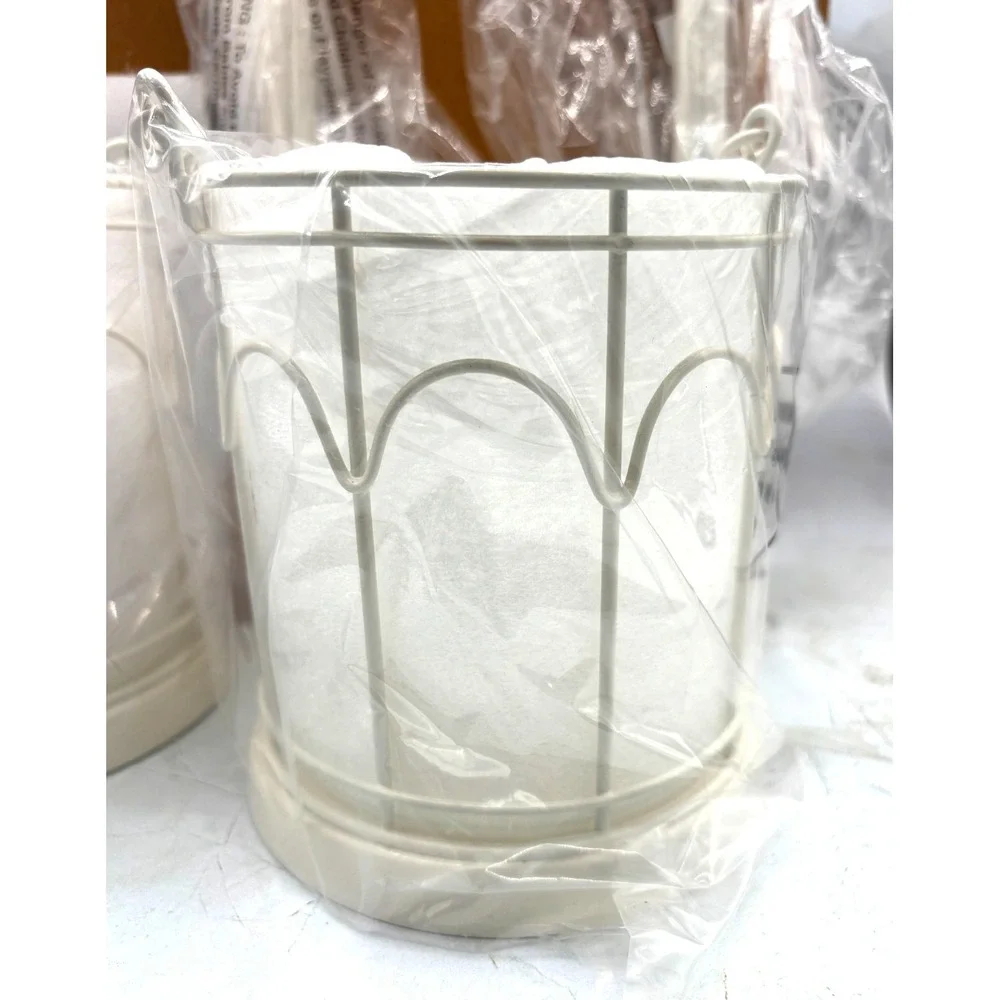 Hearth & Hand 2ct Outdoor Stake Candle Lantern‎ Powder Coated Finish White NIB